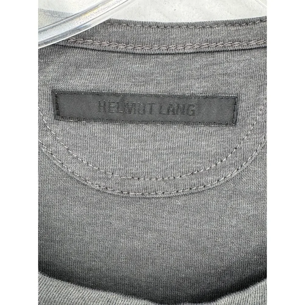 Helmut Lang Mens Gunmetal Grey Metallic Blue Film Print Box Fit T Shirt Sz M - Picture 5 of 6